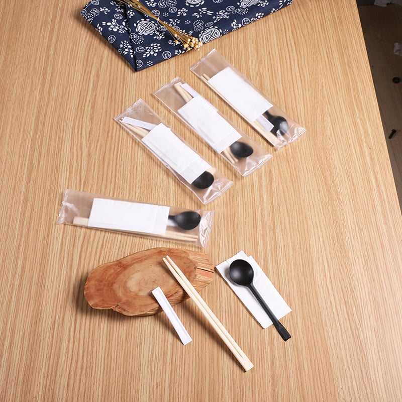 Conjunto de pauzinhos de bambu com guardanapo de palito e conjunto de filme composto fosco